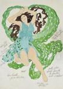 Kostumentwurf Einer Bacchantin Des Theaterstucks ''narcisse'' by Leon Samoilovitch Bakst