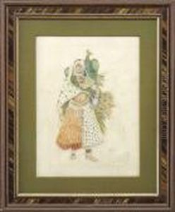 Costume Sketch Of "bayarere With Peacock" From The Ballet Le Dieu Bleu by Leon Samoilovitch Bakst