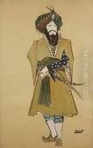 Le Shah, Costume Pour Le Ballet Sheherazade by Leon Samoilovitch Bakst