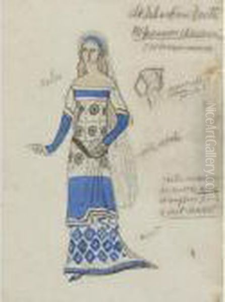 Costume Design For 10 Christian
Women In Le Martyre De Saint Sebastien (the Martyrdom Of Saint
Sebastien), Act 1 - view 1