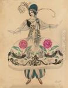 A Dancing Girl - Study For A Theatrical Costume by Leon Samoilovitch Bakst