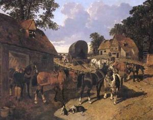 A Change Of Horses by John Frederick Herring Snr