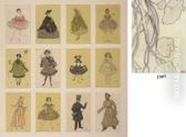 A Series Of Twelve Postcards 
Published By The St. Evgenii Society Depicting Costume Designs From La 
Fee Des Poupees - view 1
