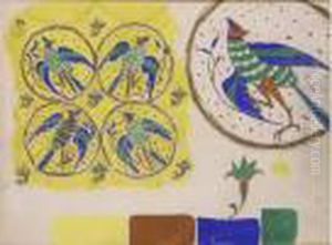 Design For A "bluebird" Screen by Leon Samoilovitch Bakst