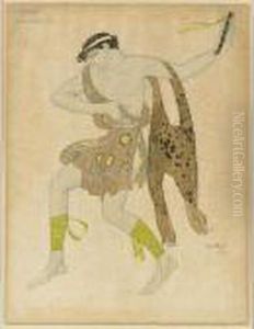 Costume Design For A Male Greek Dancer In 'the Bacchanale' In Cleopatre