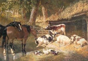 Farm Yard Friends by John Frederick Herring Snr