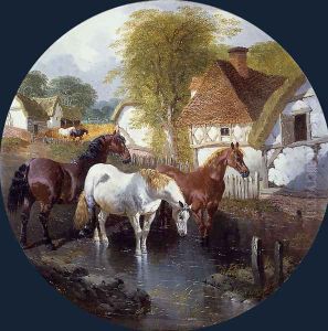At the Watering Hole by John Frederick Herring Snr