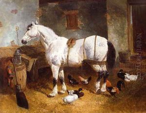 Horse and Poultry in a Barn by John Frederick Herring Snr