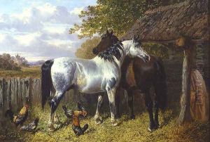 Horses and Poultry in a Paddock