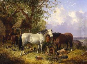 Outside the Barn by John Frederick Herring Snr