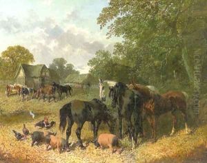 Horses Cattle Berkshire Saddlebacks and Chickens