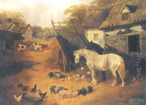 In The Farmyard 1851 by John Frederick Herring Snr