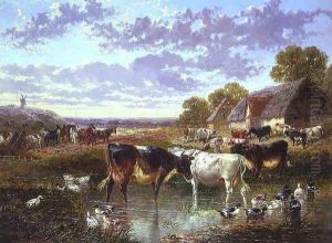 The Watering Hole by John Frederick Herring Snr