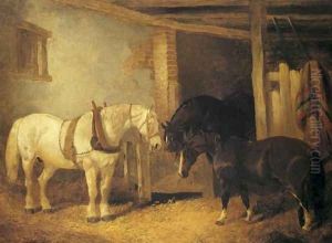 Horses In A Barn 1847