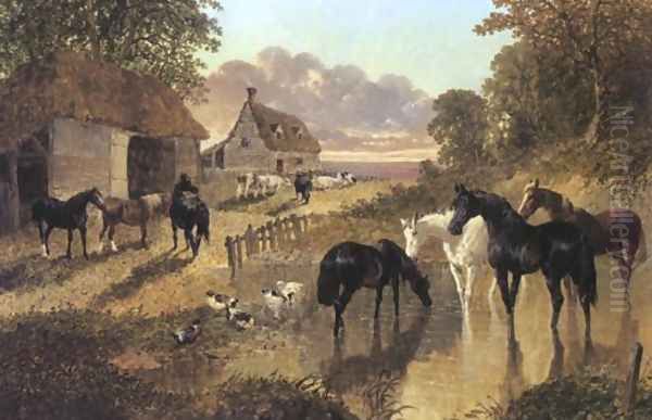 The Evening Hour Horses And Cattle - view 1