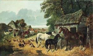 A busy farmyard by John Frederick Herring Snr