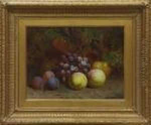 Still Life Of Pears, 
Grapes And Strawberries Among Foliage