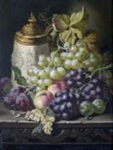 Rheinish Flagon And Fruit On An Oak Table