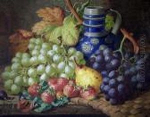 Fruit And Flagon On A Table by Charles Thomas Bale