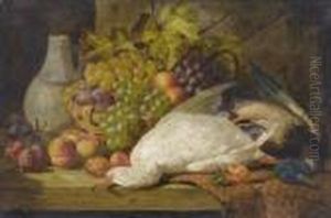 Stillleben Mit Fruchtekorb Und Federwild