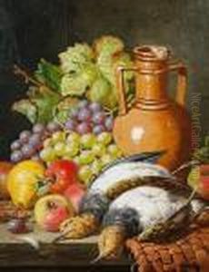 Still Life With Fruit, An Earthenware Vase Andgame by Charles Thomas Bale