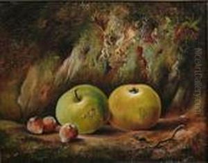 Still Life, Apples, Hazelnuts And A Beetle