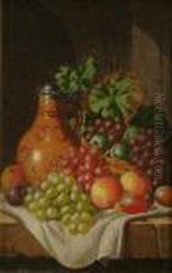 Still Life Of Fruit On Aledge by Charles Thomas Bale