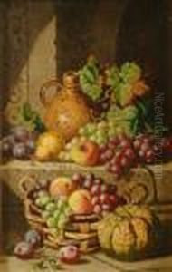 Still Life Of Fruit In Abasket by Charles Thomas Bale