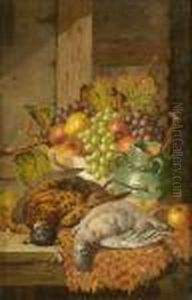 Still Lifes Of Fruit And Stein On A Stone Cill; Fruit And Game On Atable Top A Pair by Charles Thomas Bale