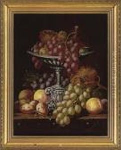 Grapes, Peaches And Apricots On A Table; And Dead Game And Fruit On A Table by Charles Thomas Bale