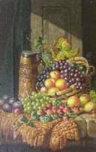 Still Life, Fruit In A Basket On A Ledge - view 1