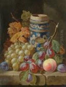 A Still Life Of Fruit And Earthenware Pitcher