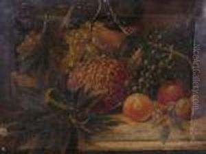 A Still Lifeof Grapes, Pineapple, Apples And Orange by Charles Thomas Bale
