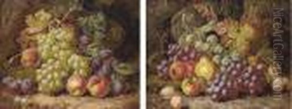 Grapes, Peaches And Plums On A
Mossy Bank; And Grapes, Apples,plums And A Pear On A Mossy Bank - view 1