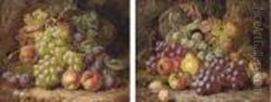 Grapes, Peaches And Plums On A
Mossy Bank; And Grapes, Apples,plums And A Pear On A Mossy Bank by Charles Thomas Bale