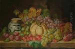 Still Life Of Fruit And An Oriental Jar On A Table by Charles Thomas Bale