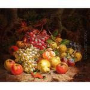 Still Life Of Grapes, Pears And Apples by Charles Thomas Bale