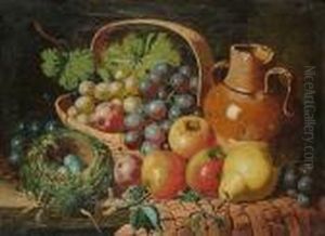 A Still Life Of Fruit, A Birds Nest And A Jug; &amp; A Companion