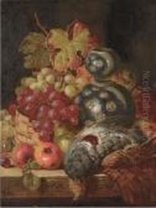 Fruit And Game On A Ledge; And A Tankard With Fruit On Aledge by Charles Thomas Bale