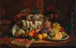 Still Life Of Fruit, Game And An Ewer by Charles Thomas Bale
