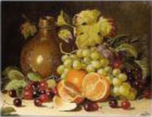 Still Life With Oranges And Jug; Still Life With Bird And Apples by Charles Thomas Bale