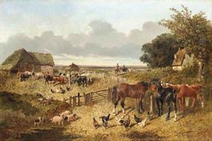 A Pair of Farmyard Scenes by John Frederick Herring Snr