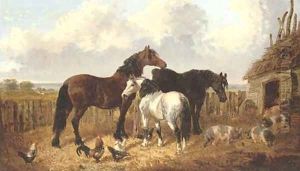 A peaceful day in the farmyard by John Frederick Herring Snr