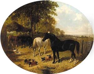 In the farmyard 2 by John Frederick Herring Snr