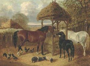 In the farmyard by John Frederick Herring Snr
