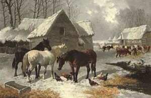 The first fall of snow by John Frederick Herring Snr