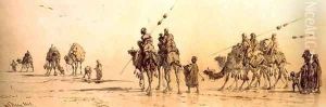 A Caravan of Bedouin Approaching a Well in the Desert by Carl Haag