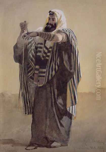 A Jerusalemite Shepherd Winding the Phylacteries for the Hand - view 1