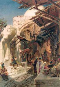 The Bazaar near the Damascus Gate in Jerusalem by Carl Haag