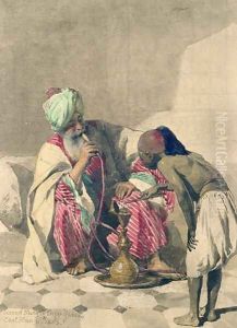 The Nargileh Smoker and his slave boy by Carl Haag